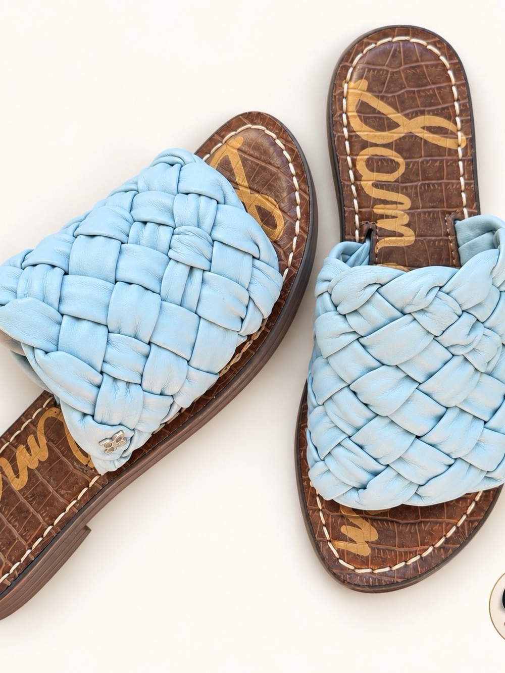 Sam Edelman Sky Blue Braided Slide Sandals